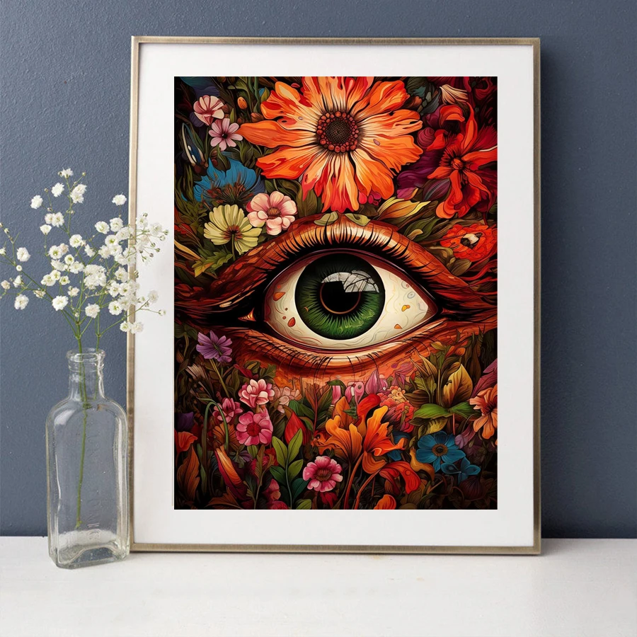 Beautiful eyes diamond painting fantasy scenery full drill 3D handmade gift diamond embroidery flowers eyes cross stitch decor