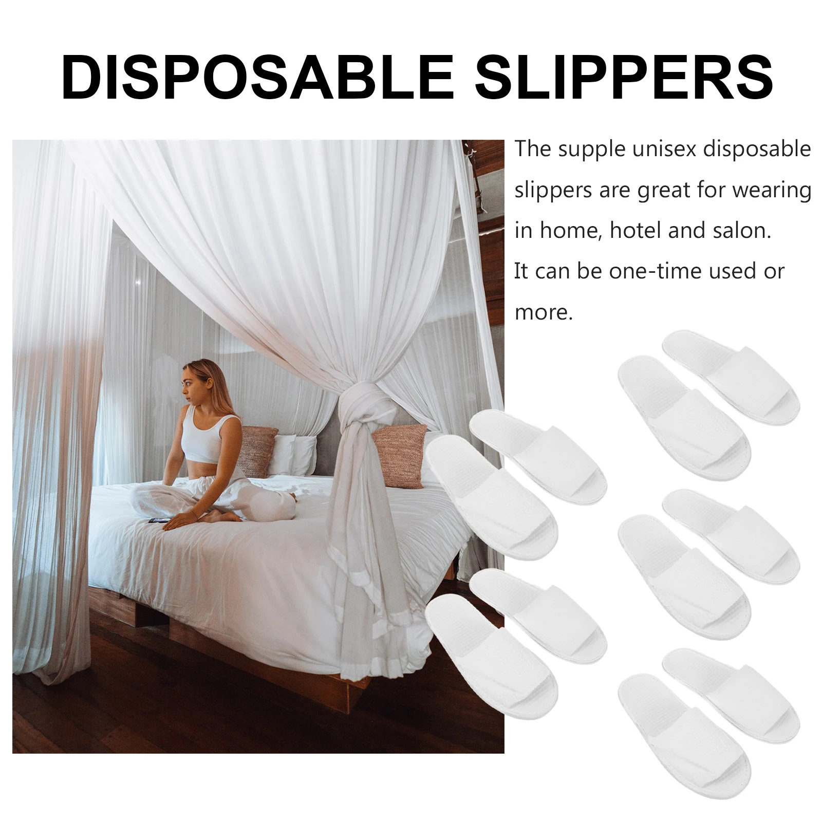 

Anti-slip Slippers Unisex House Living Room Shoes Comfy Hotel Indoor for Guest Home Bathroom