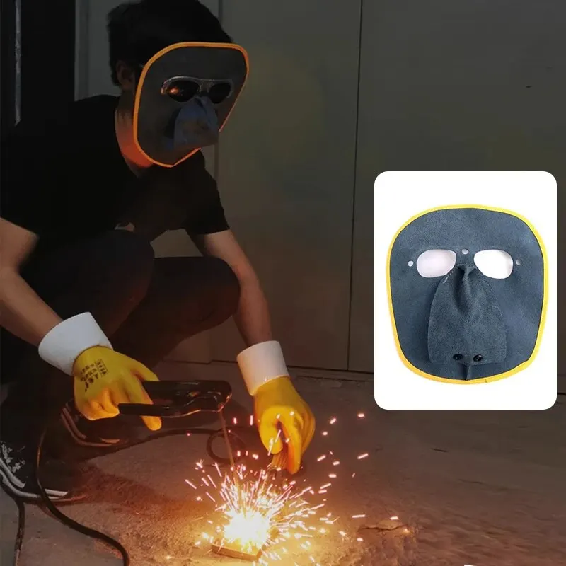 Cowhide Welding Mask Face Protection Lightweight Head Worn Argon Arc Welder Full Face Anti Baking Face Welding Protective Cover