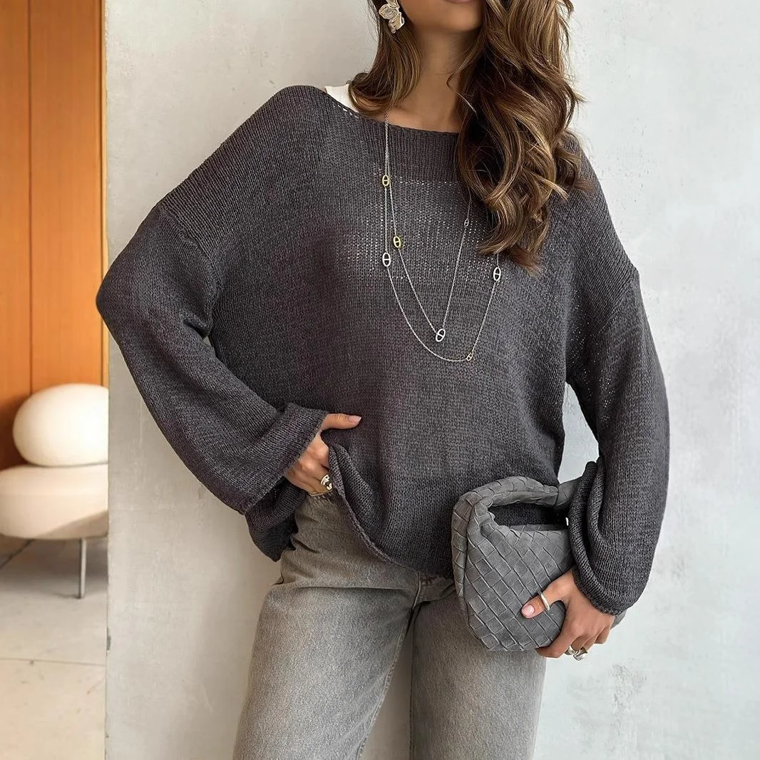 Maglione lungo lavorato a maglia con top cavo, felpa da donna in cotone, primavera 2025, maglieria da donna Faion, colore