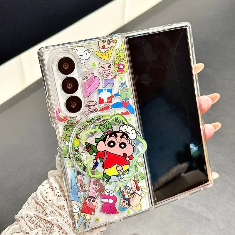 Lindo crayón Shin-chan Nohara Shiro Superman robot Magsafe funda de carga inalámbrica para Samsung ZFold 3 4 5 6 ZFold 7 soporte magnético