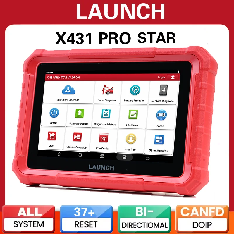 

Диагностический сканер LAUNCH X431 PRO STAR OBD2 для всех систем автомобиля, 37 функций сброса, CANFD, DOIP, ECU, профессиональный автомобильный сканер в кейсе