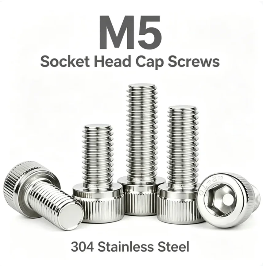 Metric M5 Internal Hex Drive Cylindrical Head Fasteners 304 Corrosion Resistant Socket Head Machine Screws Length Range 6-200mm