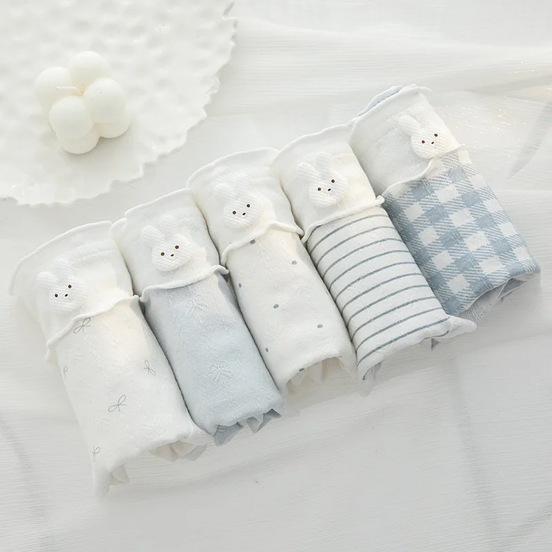 

Young girl Underwear 6pc/lot Cotton Lovely middle Waist Briefs student Panties children flower bow Teenagers M-XL fashion