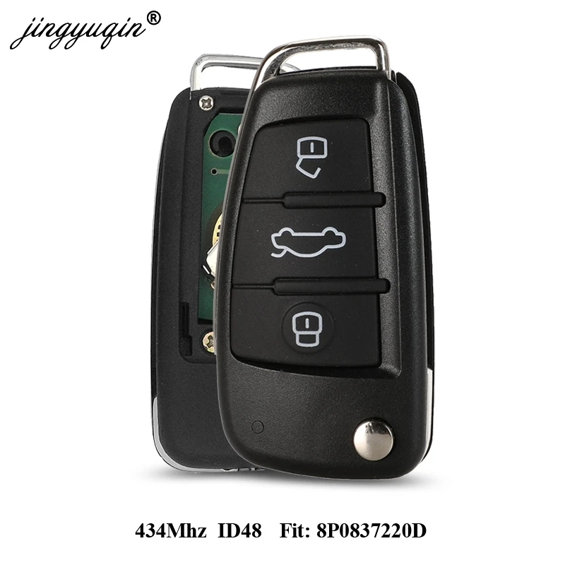 jingyuqin Car Remote Key for Audi A3 S3 A4 S4 TT 434MHz ID48 8P0837220D 8X0837220D  220D 2005-2013