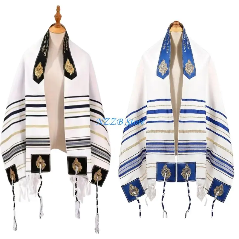 

T21F Devotional Scarf 60x180cm Prayers Shawl for Sacred Jewish Rituals Cultural Event