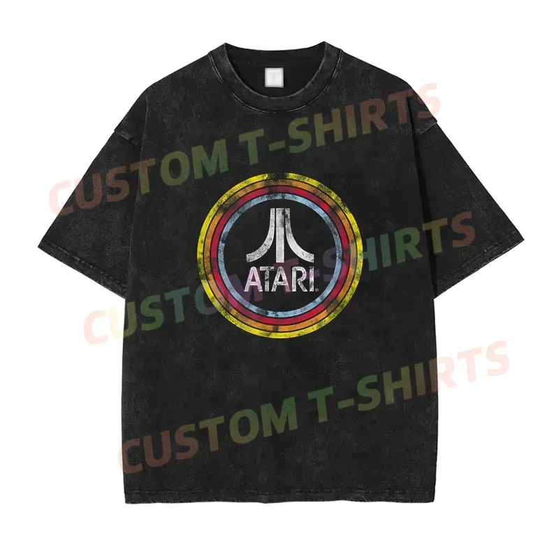 2024 Summer Vintage Cotton Washed Buy Ataris Logo Circle T-Shirt Online Liberia Loose T Shirts Men Y2K Hip Hop Top Tee