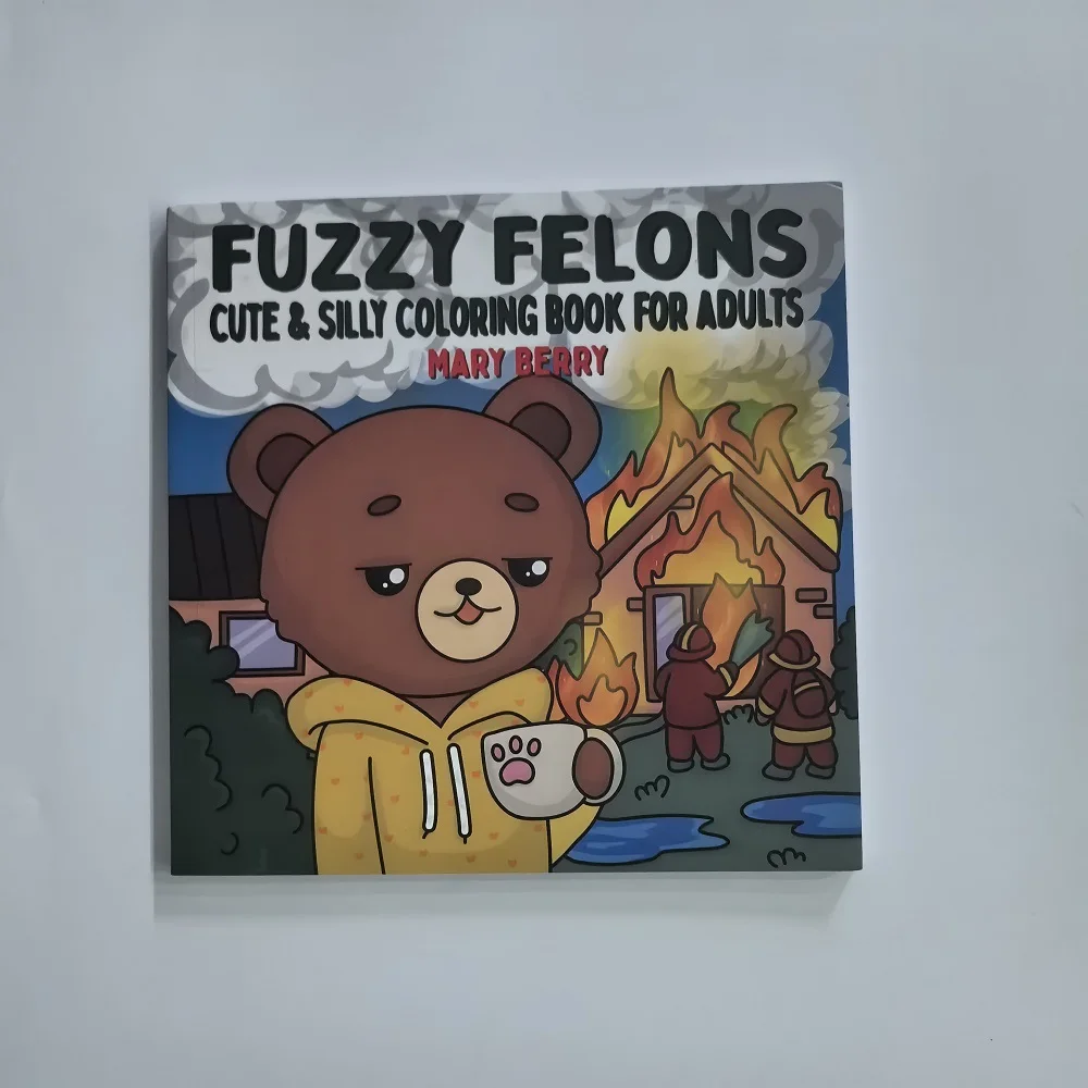 Fuzzy Felons Adult Coloring Book - Calming Scenes with Cute Animal Characters Stress Relief Drawing for Teens