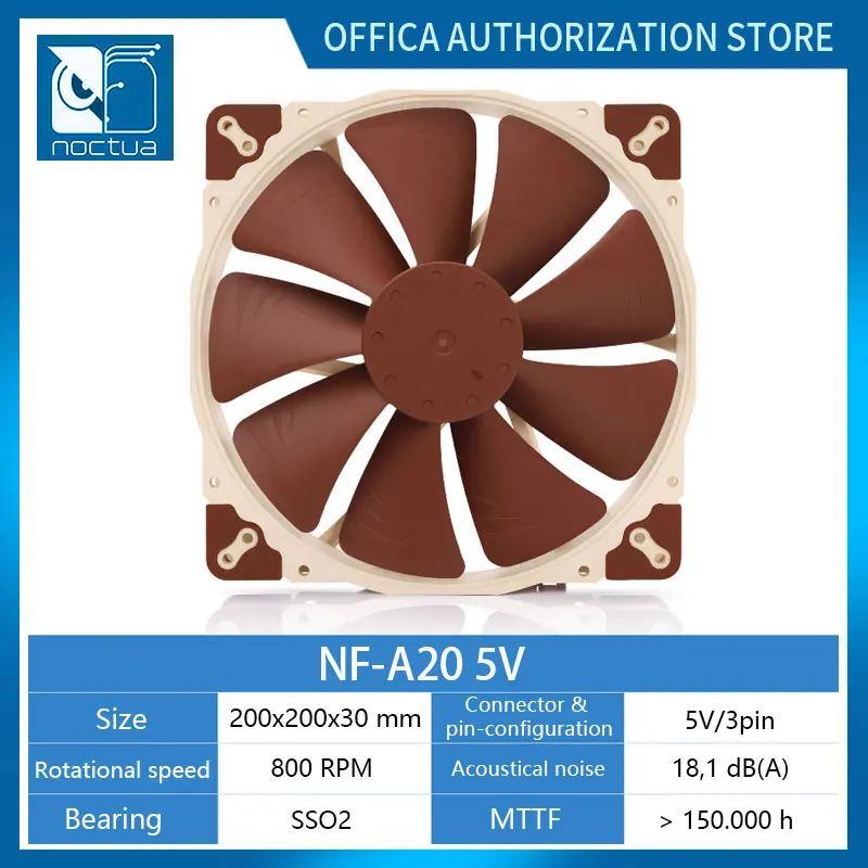 Noctua-超静音ファン,NF-A20 200 5v/5v pwm/flx/pwmシャーシ,20cm