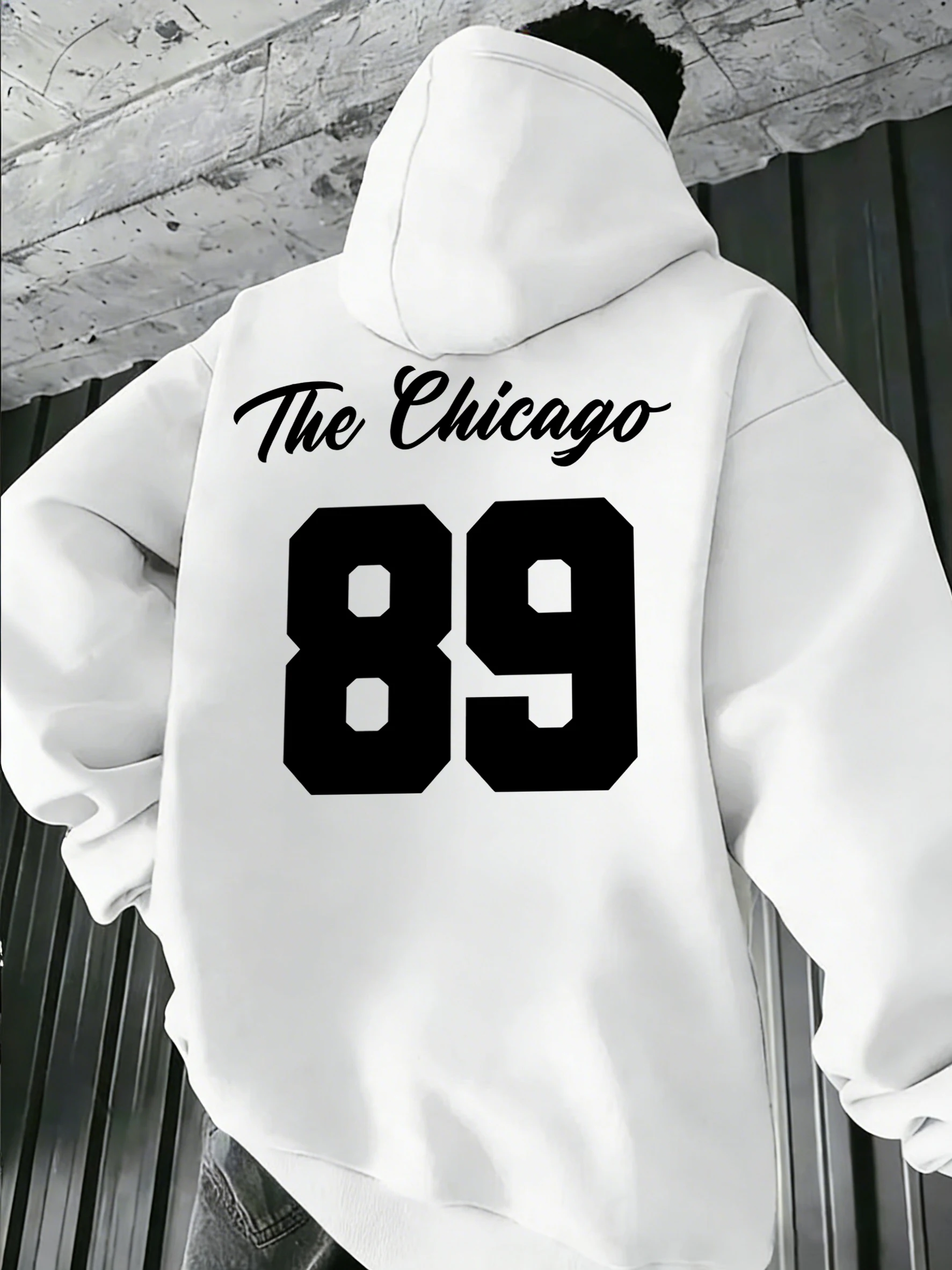 

Мужские толстовки с карманами и креативным принтом Chicago Number 89, удобные повседневные худи, свободные осенние спортивные флисовые пуловеры в стиле хип-хоп