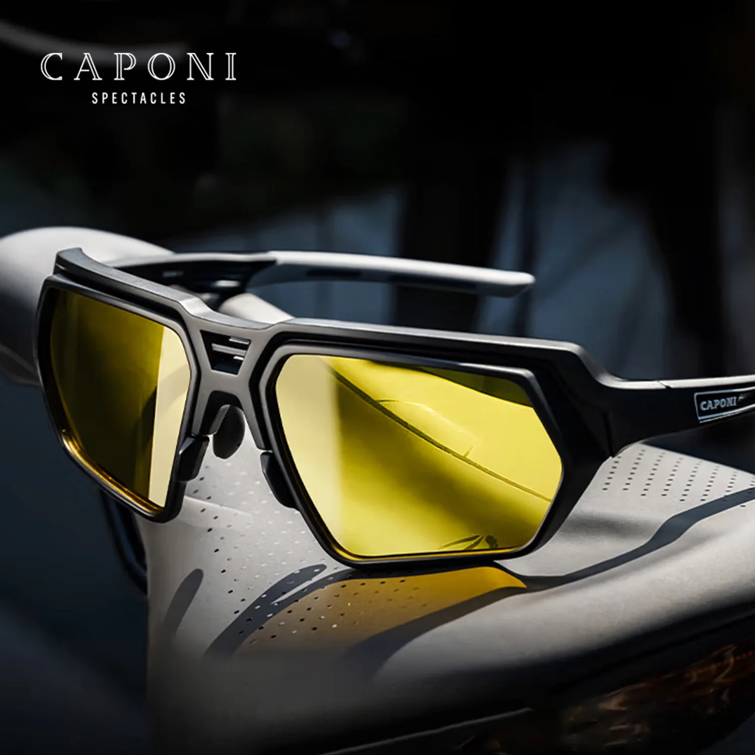 CAPONI Day Night Vision Sunglasses original Design Driving Sport Men's Sun Glasses Photochromic Brown UV400 Eyewear BSYS24705