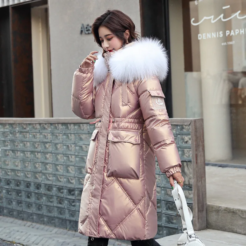 Coat Women Winter Jacket Hooded Fur Collar Long Parkas Mujer Thick Warm Down Cotton Padded Jacket Women Waterproof Coat Female