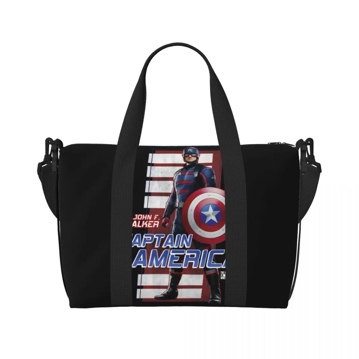 

Custom Captain America Hero Manga Beach Tote Bag for Women Extra Large Gym Carry On Travel Shopping Bags