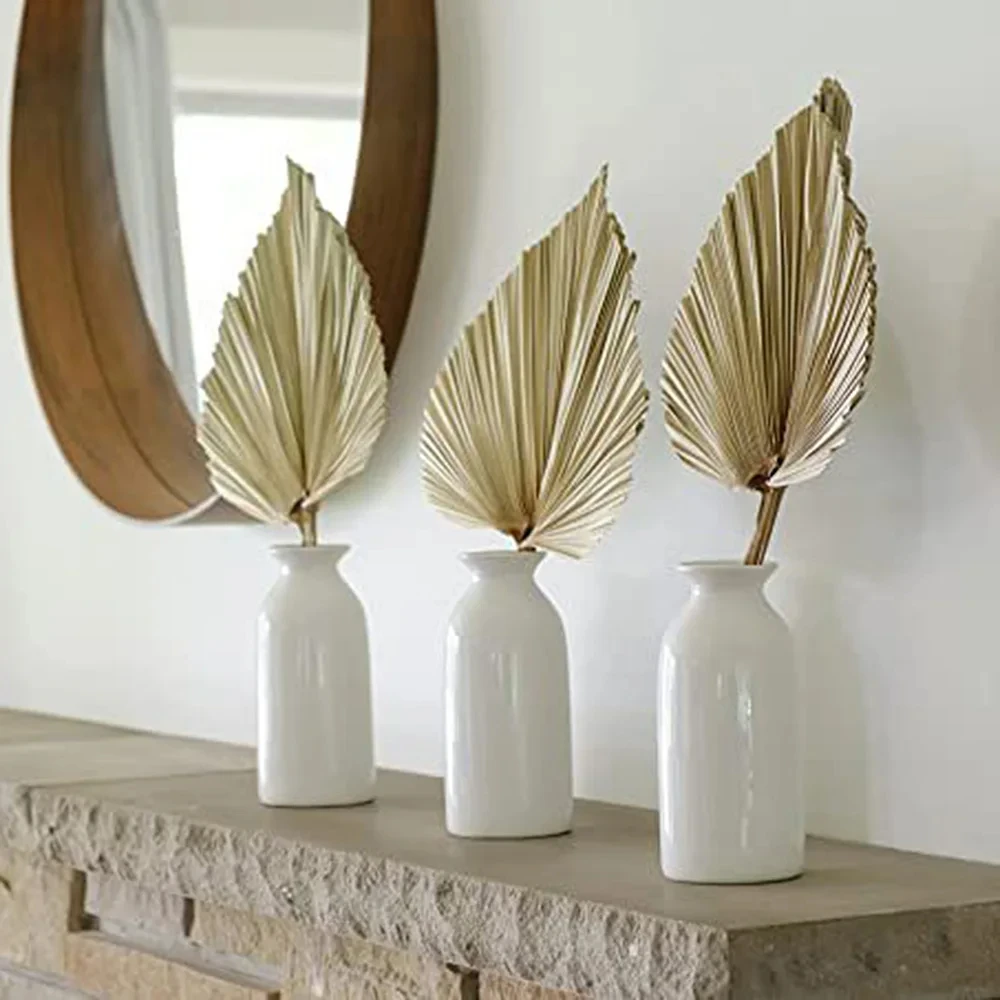 2PCS Palm Fan Leaf Dried Flower Mini Palm Leaves In Different Shapes Pampas Grasses Branches DIY Wedding Decorations Home Decor