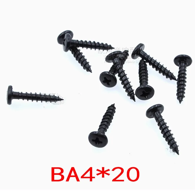 20 pcs Cross speaker screw horn speaker fixing screw BA4*12 black professional self tapping screw wood grain nail