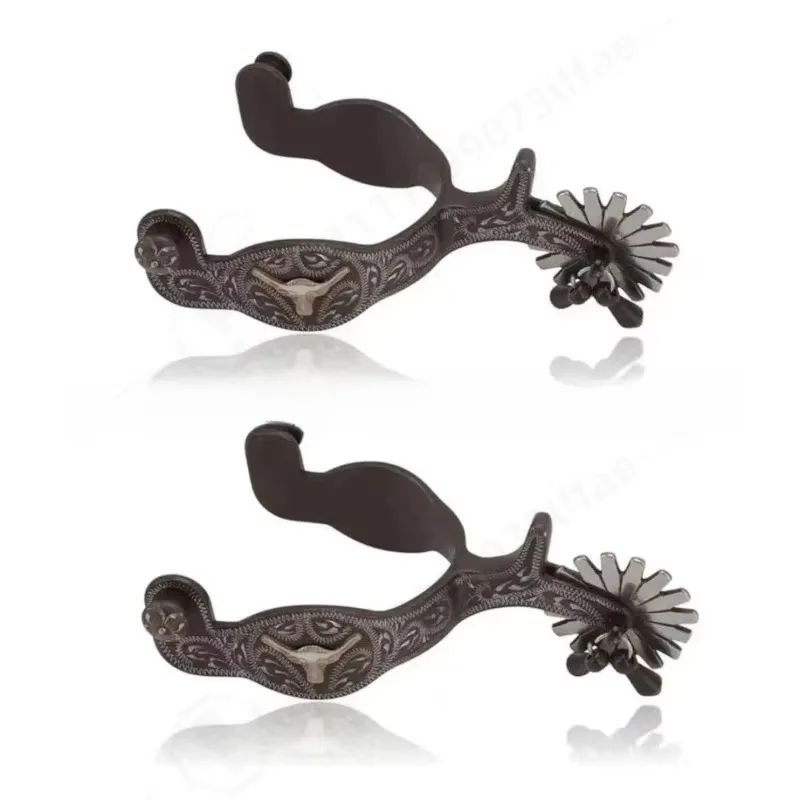 Hand‑Carved Western Horse Spurs, Classic Universal Equestrian Riding Gear, Durable Horsemanship Accessories for Horse Training view 3