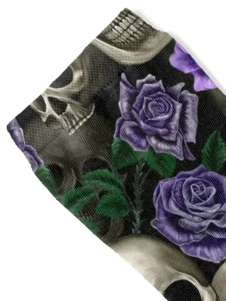 Skulls and purple roses Socks cotton shoes fashionable Socks Female Men's