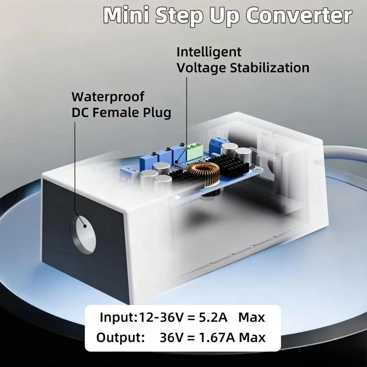 Suitable for mini power adapter 12V-24V to 36V boost power supply O-terminal to DC