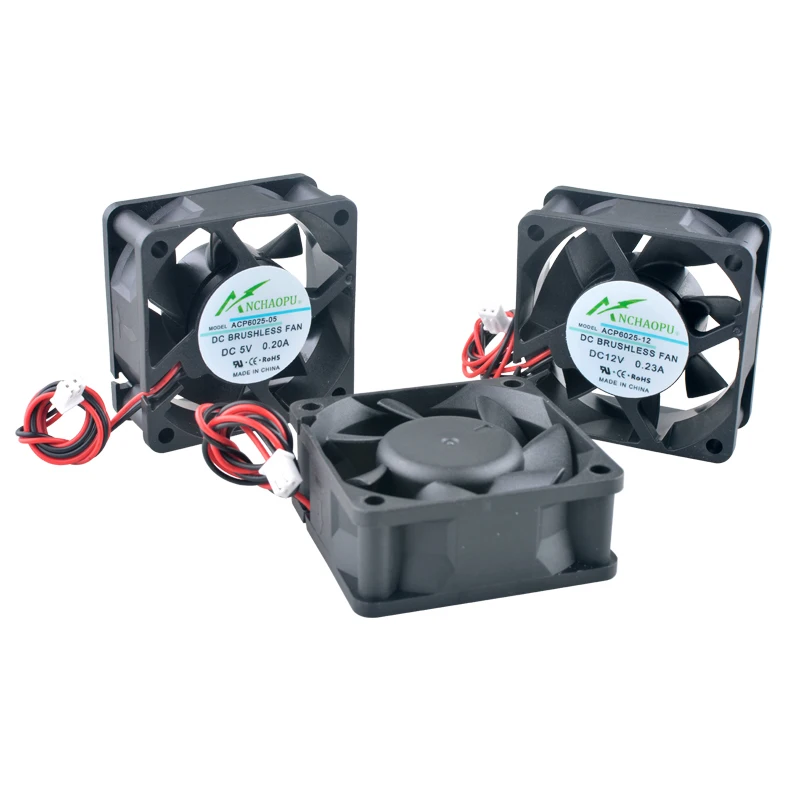 High-Speed 60x60x25mm Axial Cooling Fan DC 5V/12V/24V 2-Pin ACP6025 for Charger, Power Supply, Frequency Converter