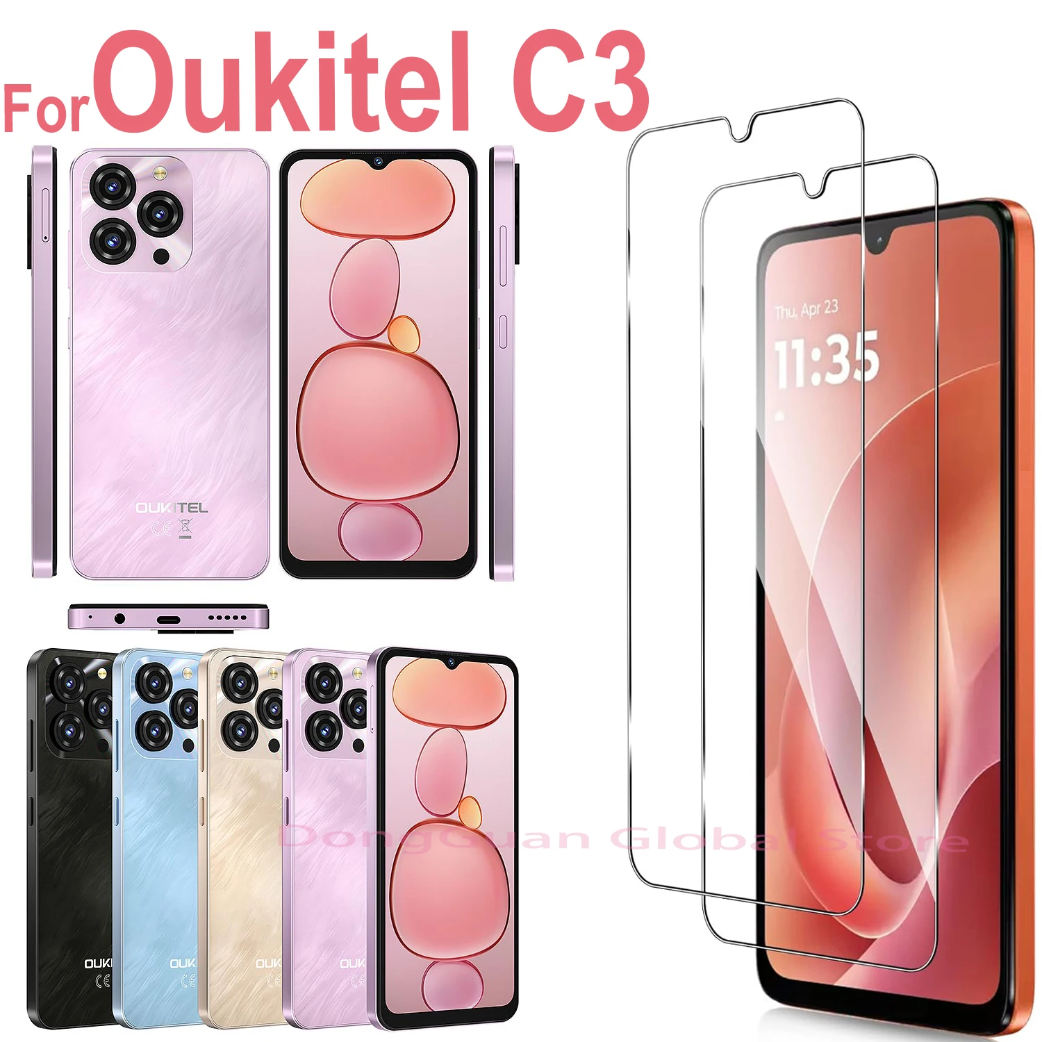 1/2/3/4 Stück für Oukitel C3 gehärtetes Glas Displayschutzglas
