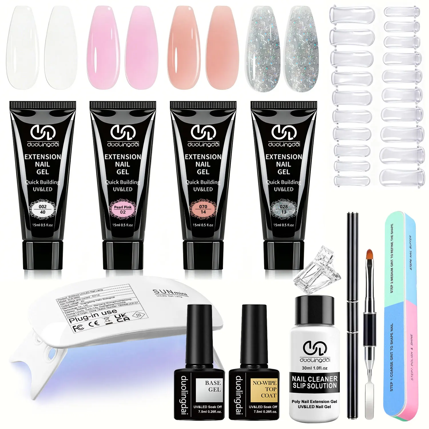 

DOULINGDAI Poly Extension Gel Nail Kit,Poly Nail Gel Kit with UV Light Starter Kit,14 Pcs/Set Builder Gel Nail Extension Kit for Beginners with Everything Nail Art DIY for Women Girls at Home DIY.