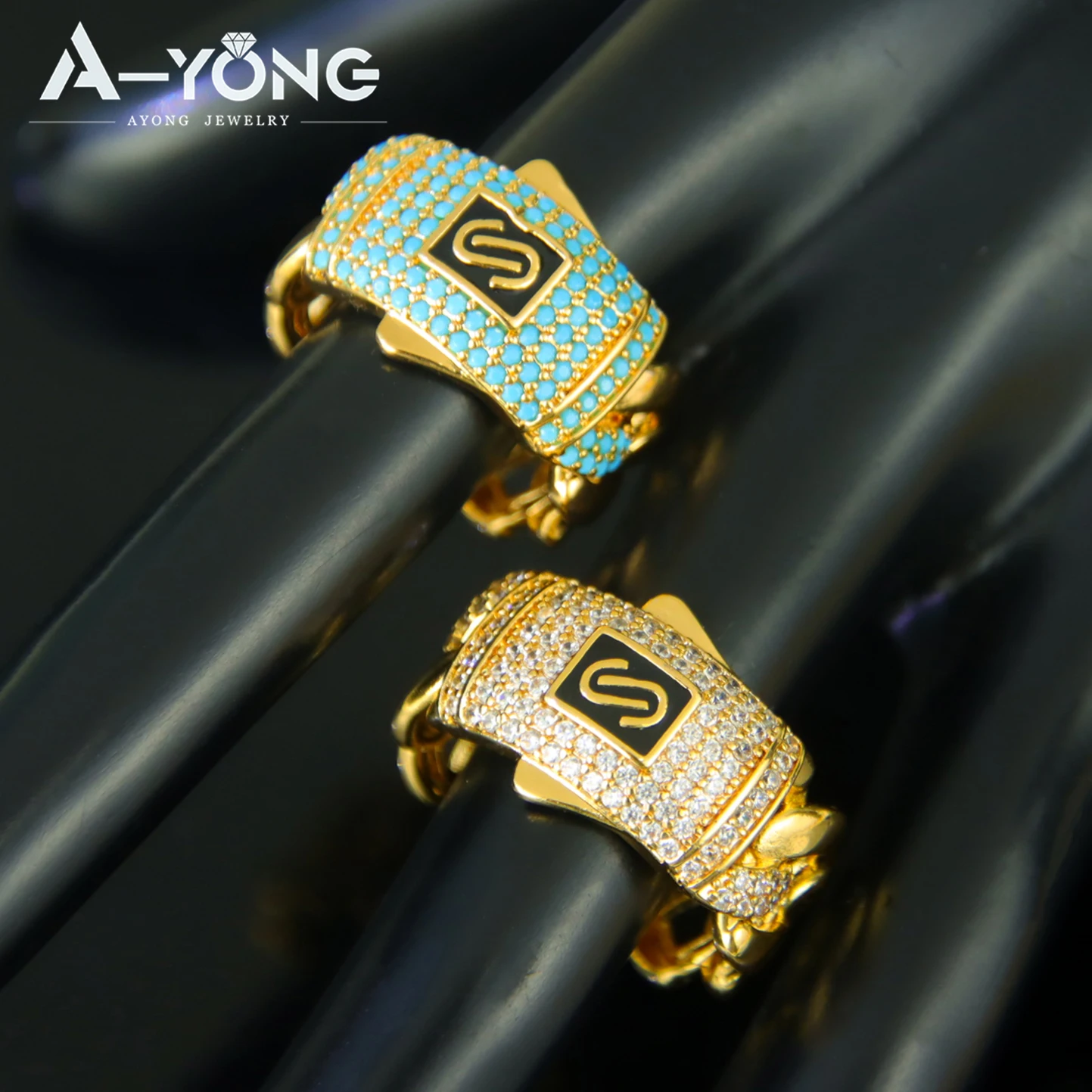 Fashion Dubai Gold Plated Bracelet Ring Set 21k Gold Color Italian Zircon Cuff Bangles Arab Luxury Women Event Party Jewelry