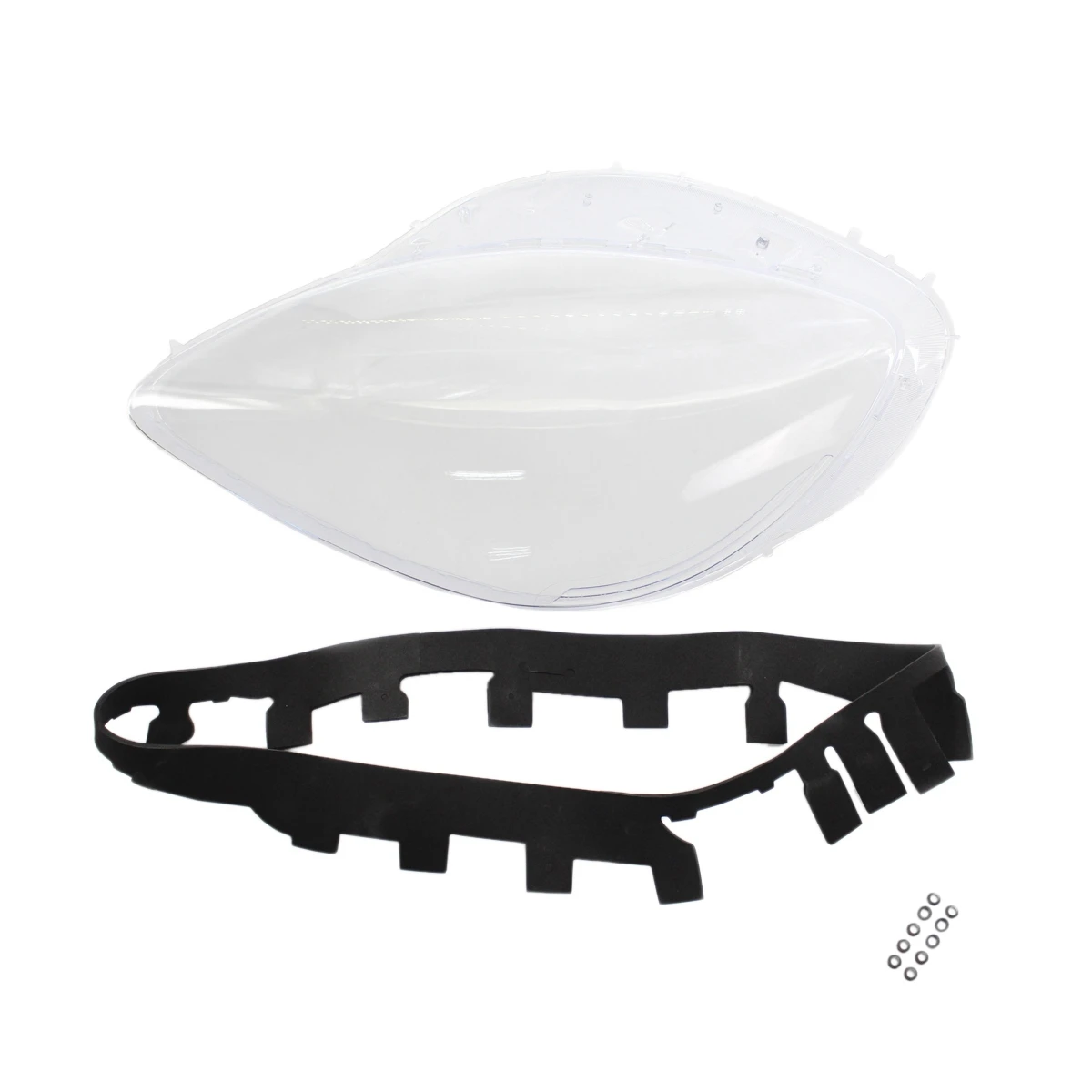 Left Headlight Lens Covers for Chevrolet C6 Corvette 2005-2013 with Black Trim Gaskets Seal Kit & 10Pcs Fix Nut Snaps