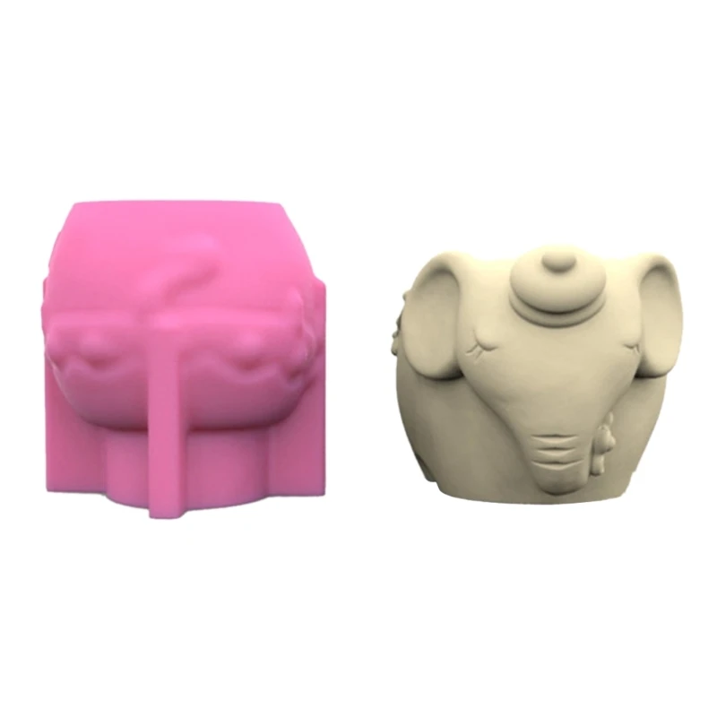 

Y4QE Elephant Gypsum Silicone Mold Diy Succulents Concrete Flower Pot Vase Plaster Cement Mold Clay Mold Pen Holder Mold