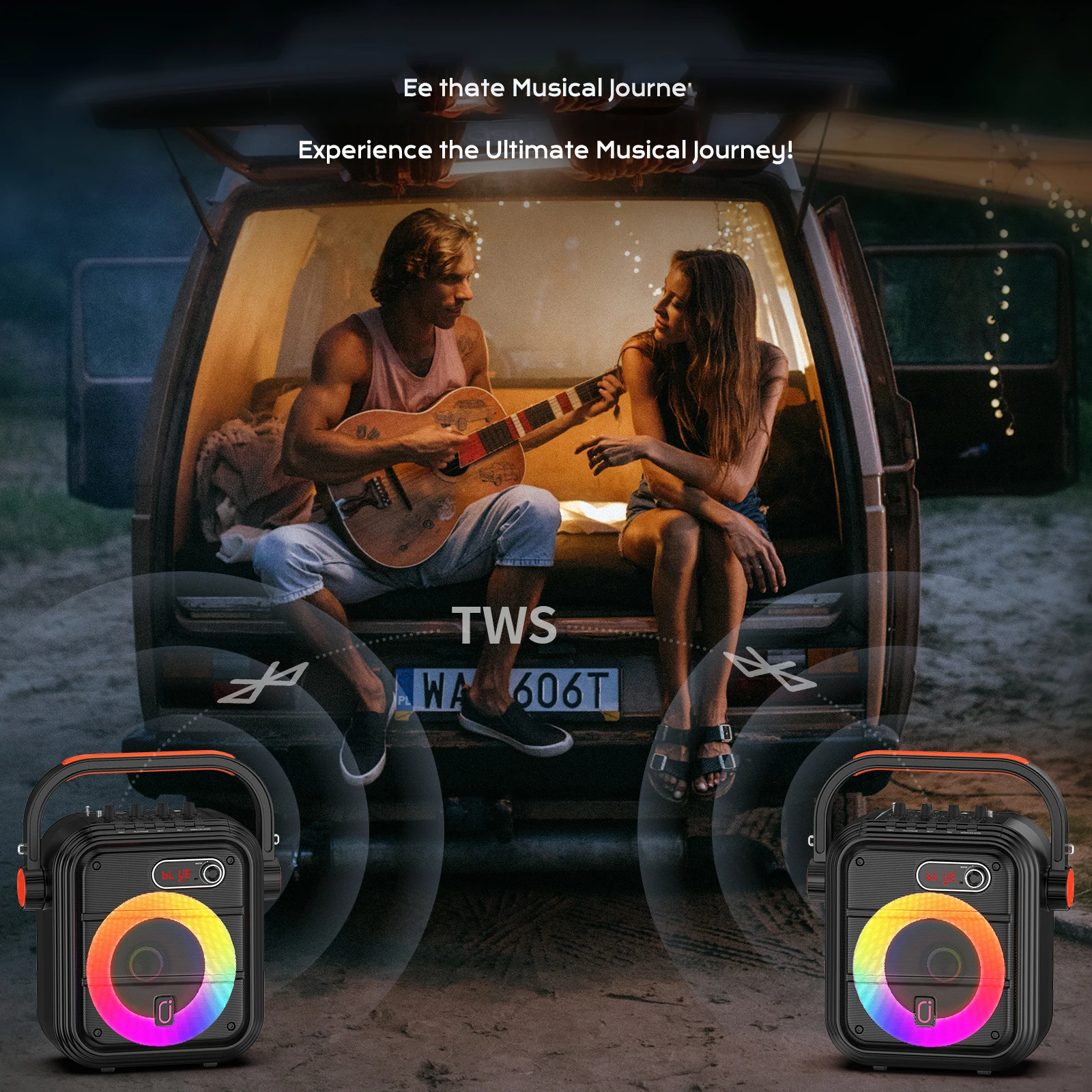 JYX Bluetooth Speaker, Wireless Speaker with 2 Microphone, FM Radio, Portable Karaoke Machine, Home Karaoke System with Remote