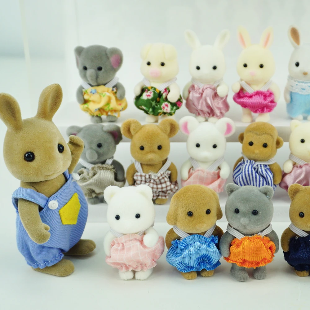 Forest Animal Family 1/12 Dollhouse Furniture Bedroom Kitchen Bathroom Set Miniature Simulation Dolls Accessories DIY Toys Girls