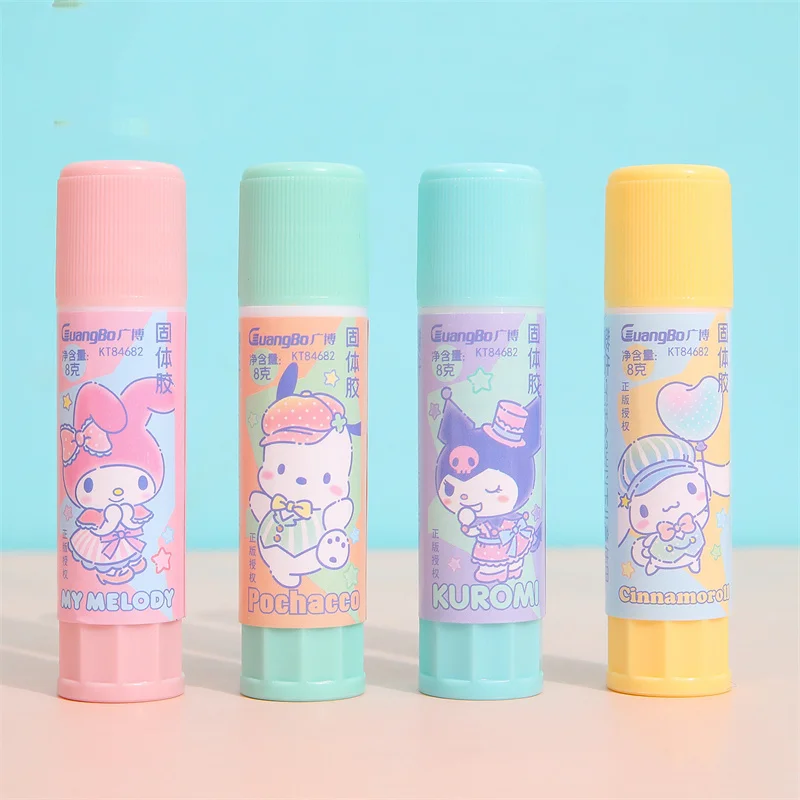 24 pcs/lot Sanrio Kuromi Melody Cinnamoroll Pochacco Solid Glue Guns Sticks DIY Tools Student Handmade Office School Supplies