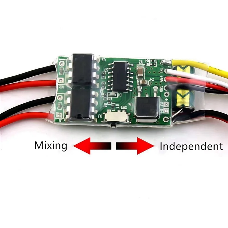 Controlador de velocidad cepillado bidireccional de dos vías, 5A ESC, doble vía ESC 2S-3S Lipo para RC modelo de coche, barco, tanque, piezas de repuesto