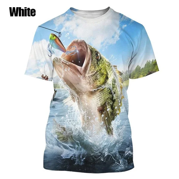 2023 Men's Summer Outdoor Fishing T-Shirts Fashion Fish Graphic T-Shirts Casual Breathable Short Sleeve Tops