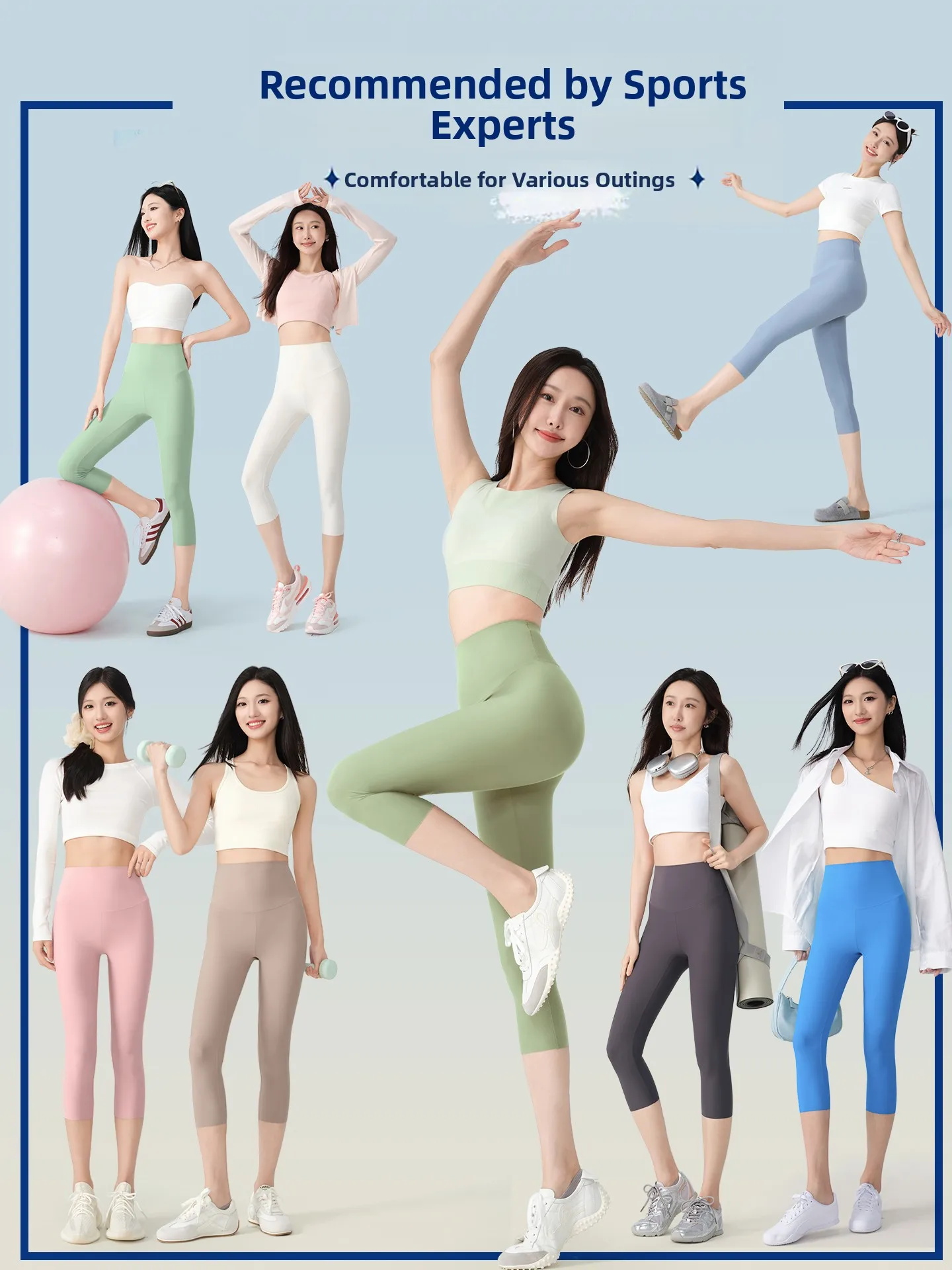 سراويل يوجا نسائية عالية الخصر بطول 7/9 رفيعة للغاية وضيقة وطبقة أساسية مرنة للتحكم في البطن ورفع المؤخرة...