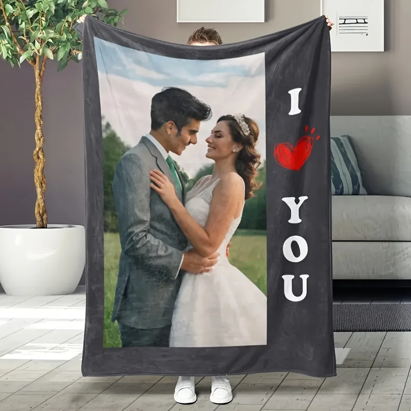 Personalized Custom Photo Throw Blanket Soft Cozy for Family Beds Sofas Offices Camping Christmas Perfect Gift