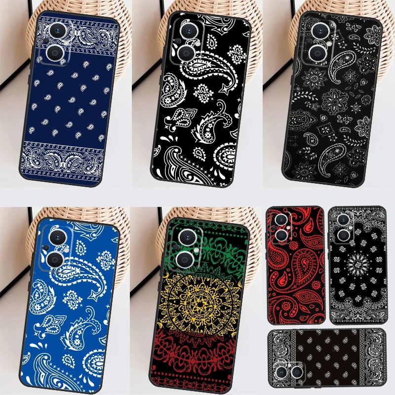 Black Bandana Paisley Cover For OPPO Reno 8 Lite 10 7 6 5 4 3 2Z 4Z 5Z 8T OPPO Find X3 Neo X5 X6 Pro X2 Lite Case