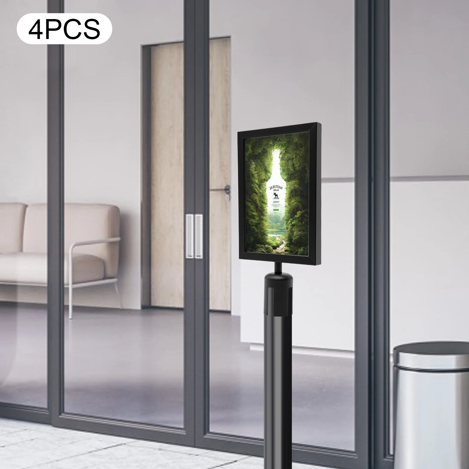 4Pcs A4 Sign Holders Double Sided Sign Frame Top Stand Poster Display Holder