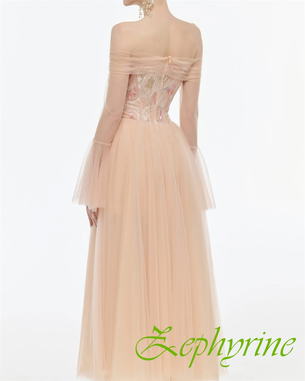 فستان سهرة كلاسيكي مخصص برقبة قارب من الأورجانزا، فساتين رائعة على شكل حرف A للحفلات الراقصة مطرزة سباركلي للمناسبات الخاصة