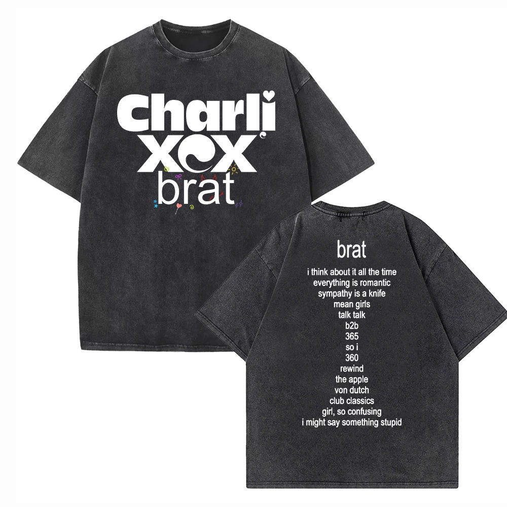 Charli XCX Brat 2024 Tour Shirts Harajuku Vintage O-Neck Short Sleeve Cotton Man Woman T-Shirts Gift Tops