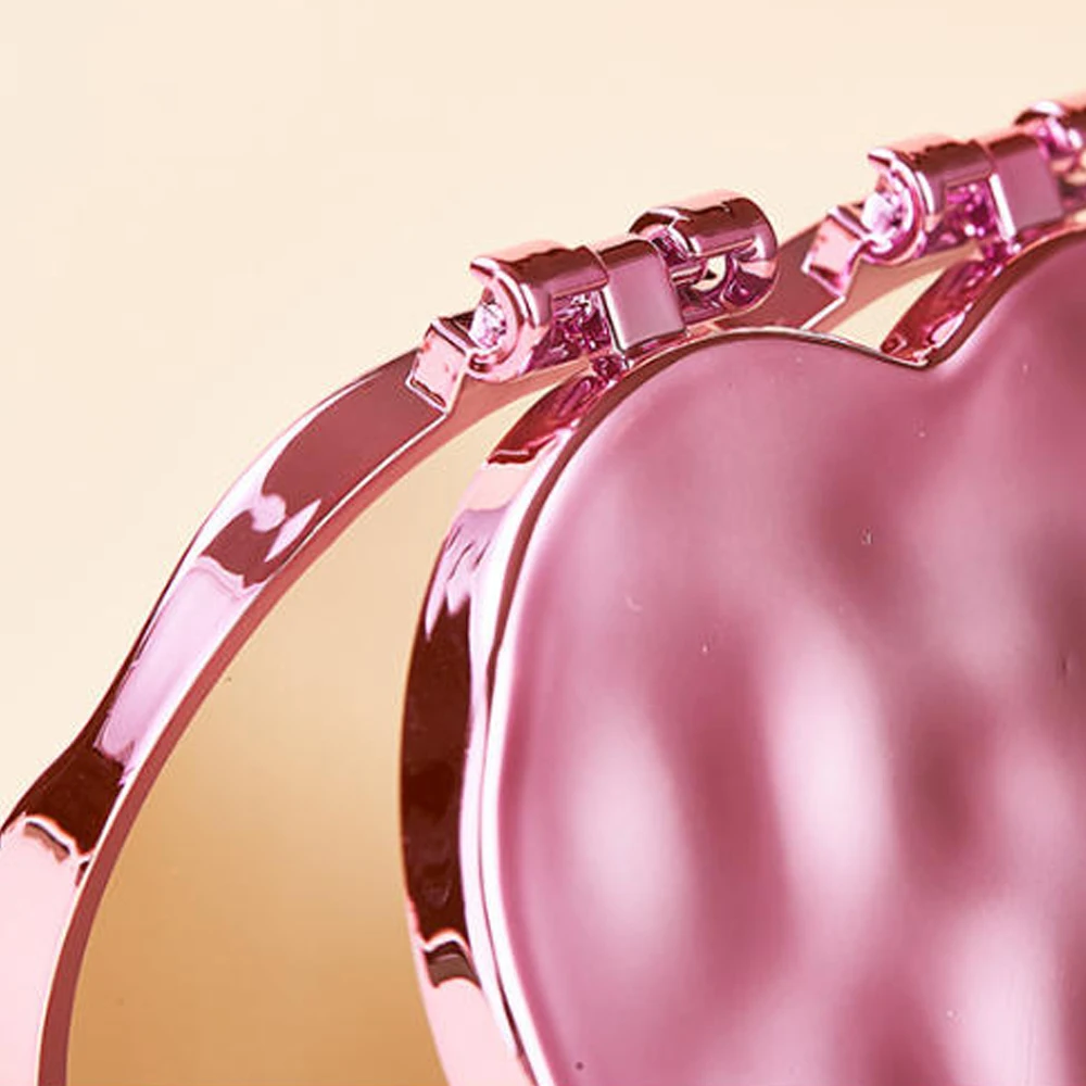 مرآة مكياج محمولة قابلة للطي على شكل قلب، مرآة سفر صغيرة بجيب صغير مع إغلاق مغناطيسي، مرآة لمستحضرات التجميل على الوجهين #4