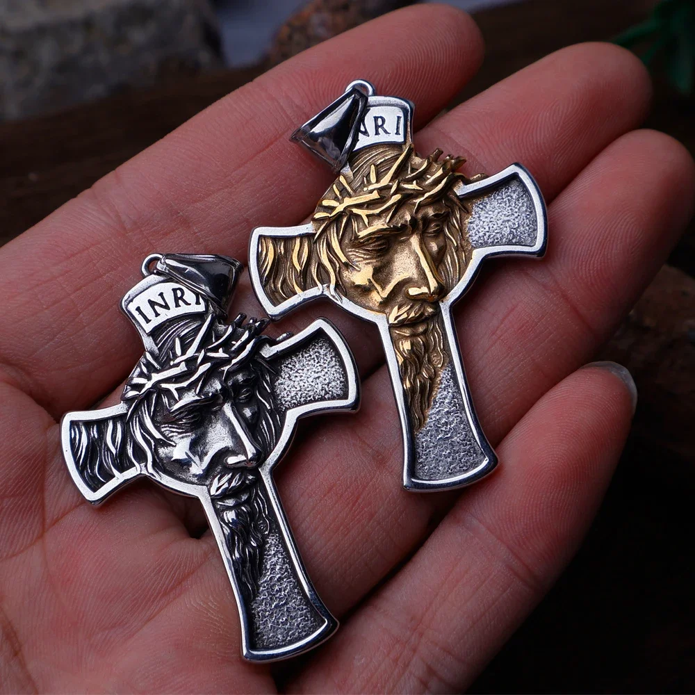 

316L Stainless Steel Jesus Necklace Men Chain Classic Exorcism Cross Pendant Necklace Vintage Catholicism Religious Jewelry Gift