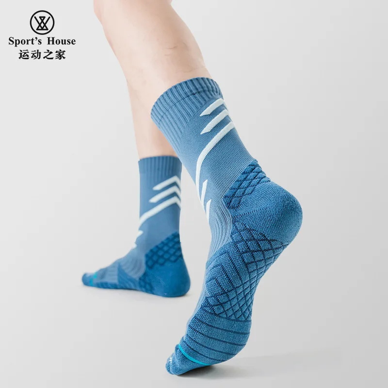 

Sport's House 6paris Sports Home Men's Medium Tube Autumn and Winter New Running Socks Professional Towel Bottom Sports Socks