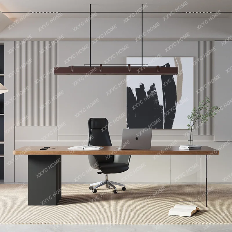 LXSolid wood desk acrylic transparent suspension boss desk general manager  simple modern creative computer desk