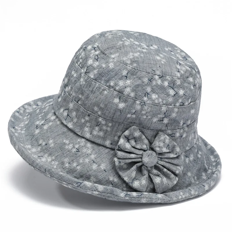 Panama Women\'s Bucket Basin Fisherman Hat Beach Summer Hat Sunshade Fashion Fragmented Flowers Outdoor Spring Autumn Season H52