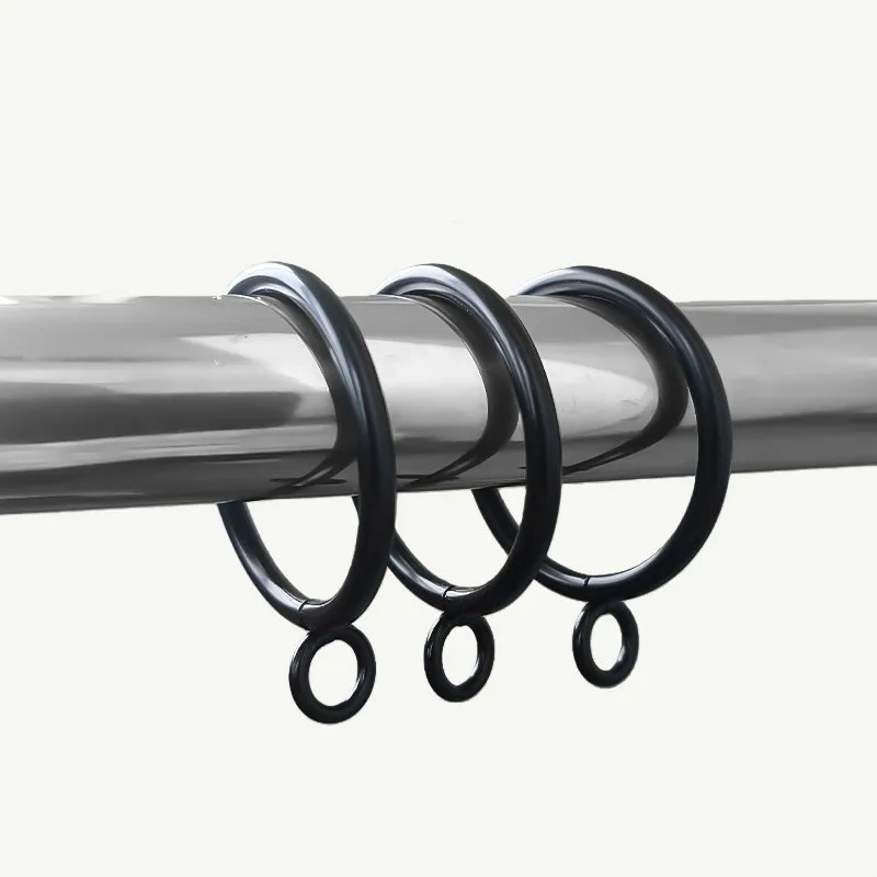 28 pcs 25mm Iron Drapery Rings, Smooth Sliding On Rod for Bedroom Blackout Drapery, Multipurpose, Versatile, Black