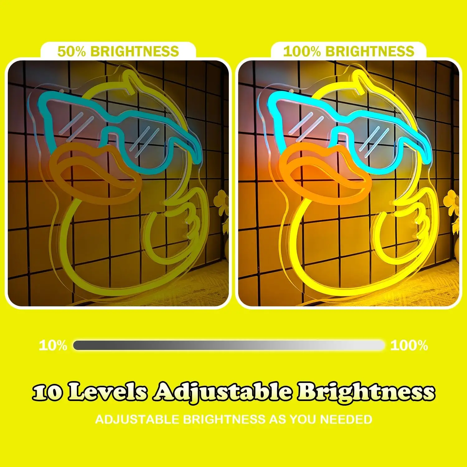 بطة النيون USB عكس الضوء LED ضوء النيون لغرفة النوم لطيف بطة مع نظارات الحمام ديكور ضوء الليل هدايا للأطفال