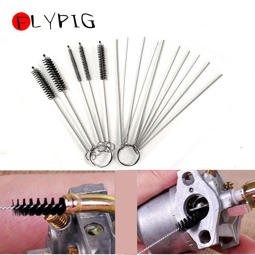 Carburetor Cleaning Tool Carbon Dirt Jet Remove Brushes Needles for Motorcycle Moped Scooter ATV Carb Jets Wire Cleaner Kits