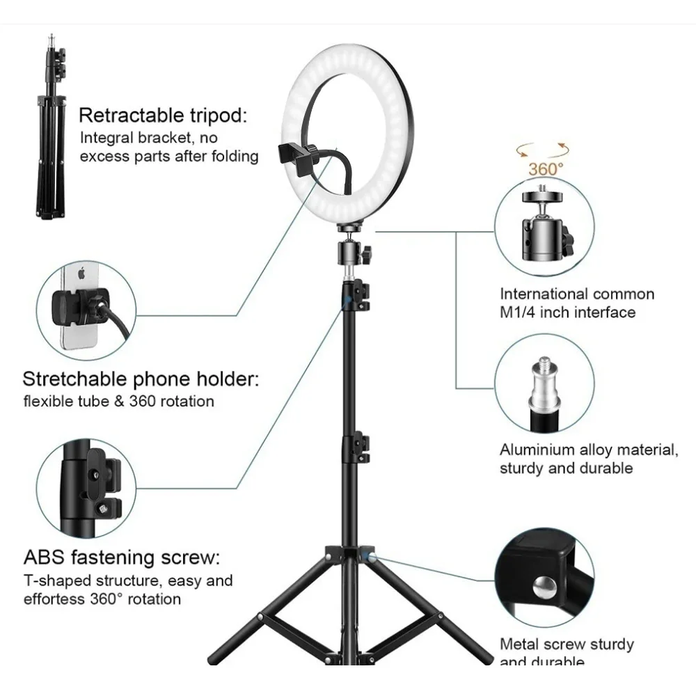 Metal Tripod Stand Universal Projector Bracket Extendable to Aluminum Alloy Interface Adjustable Height for Projector
