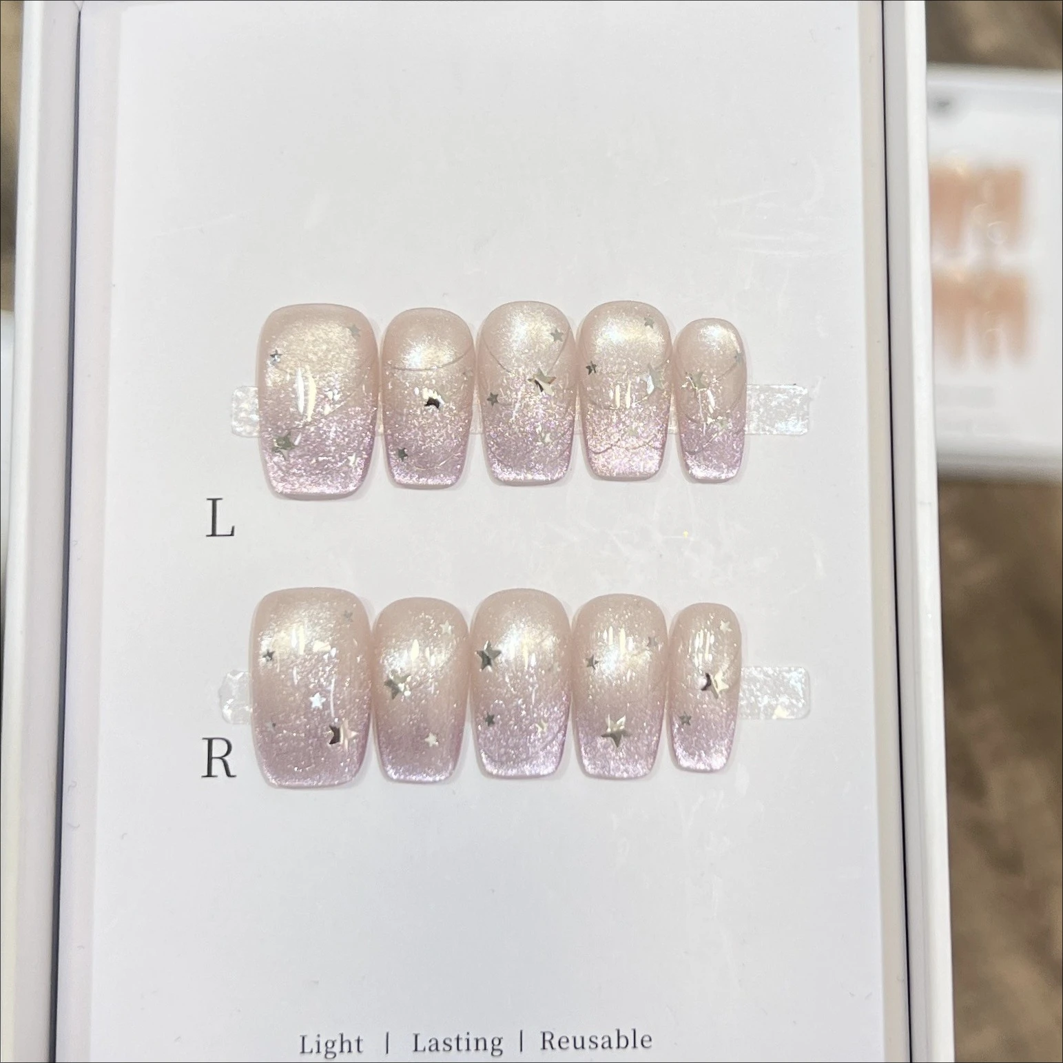 10 Uds. De uñas postizas con forma de ataúd de ojo de gato rosa, conjunto de uñas con lazo dulce, puntas de uñas a cuadros de lunares, uñas postizas con purpurina francesa