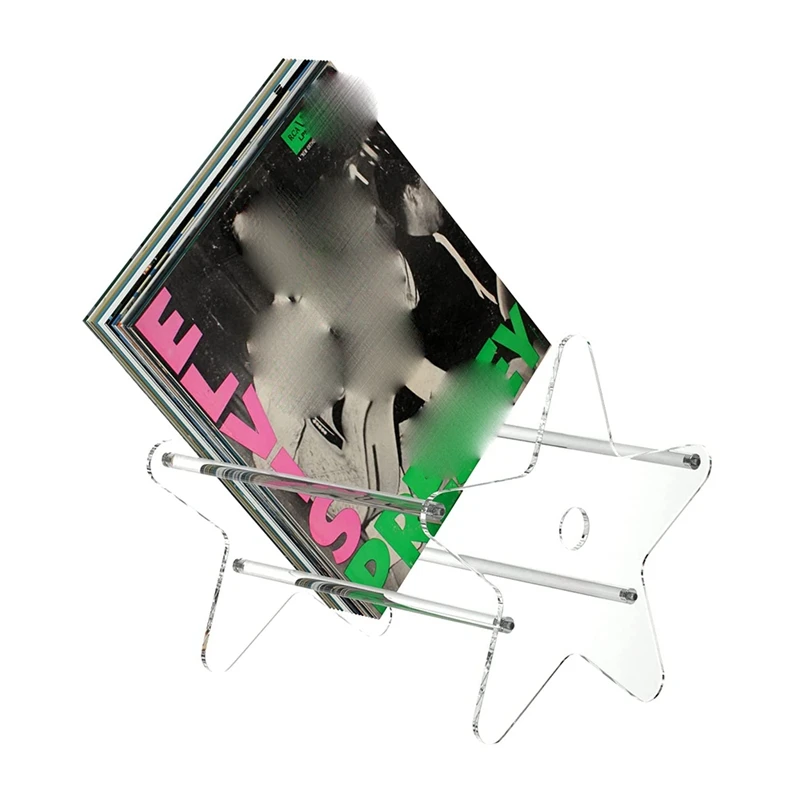 Clear Vinyl Record Storage Holder - Record Display Stand For Albums 12 Inch Acrylic Desktop Vinyl Shelf Holds 50 Lps